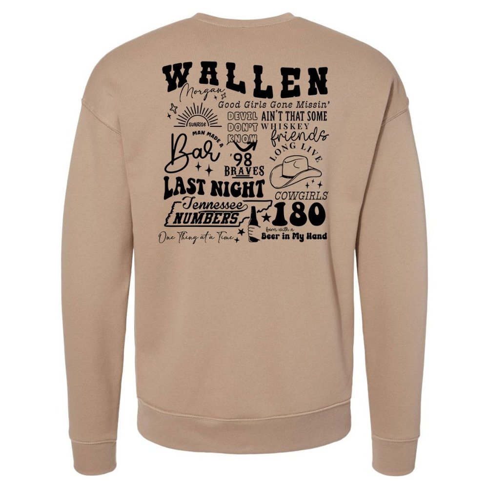 Morgan Wallen Bella Canvas drop sholder crewneck sweatshirt TAN